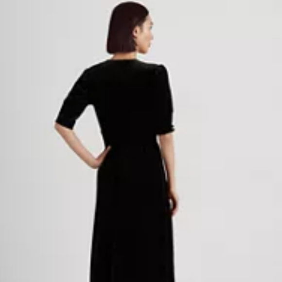 Lauren Ralph Lauren puff sleeve velvet dress black 2X NWT - Picture 2 of 8